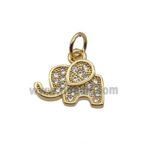 Copper Elephant Pendant Pave Zircon Gold Plated