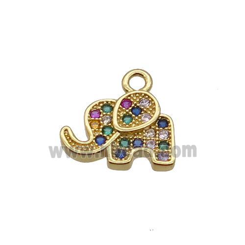 Copper Elephant Pendant Pave Zircon Gold Plated