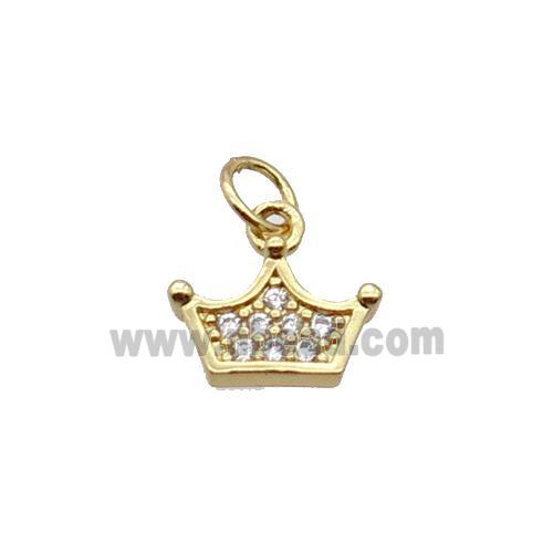 Copper Crown Pendant Pave Zircon Gold Plated