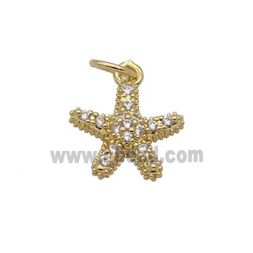 Copper Starfish Pendant Pave Zircon Gold Plated