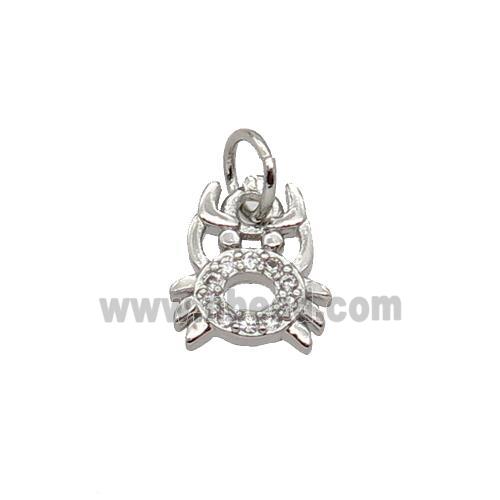 Copper Crab Charm Pendant Pave Zircon Platinum Plated