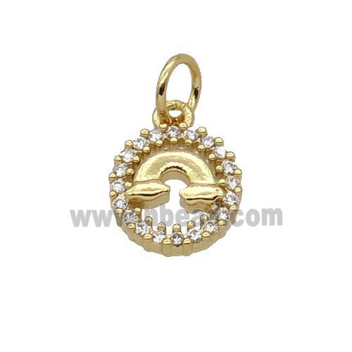 Copper Rainbow Pendant Pave Zircon Circle Gold Plated