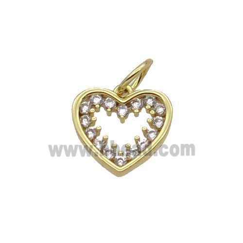 Copper Heart Pendant Pave Zircon Gold Plated