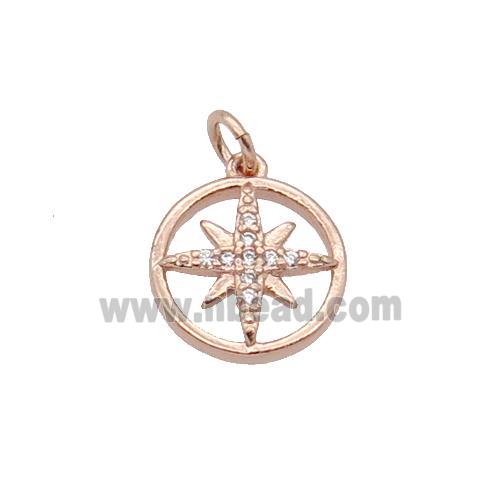 Copper NorthStar Pendant Pave Zircon Rose Gold