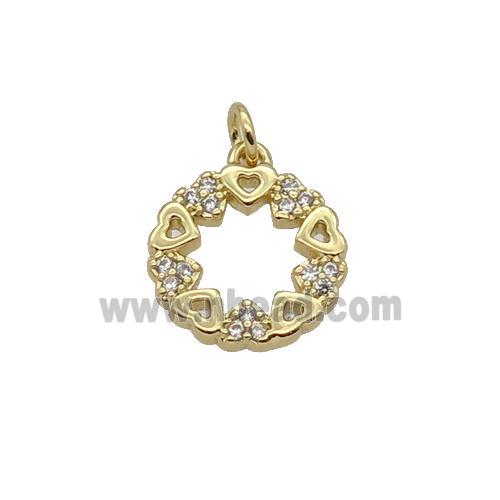 Copper Heart Pendant Pave Zircon Circle Gold Plated