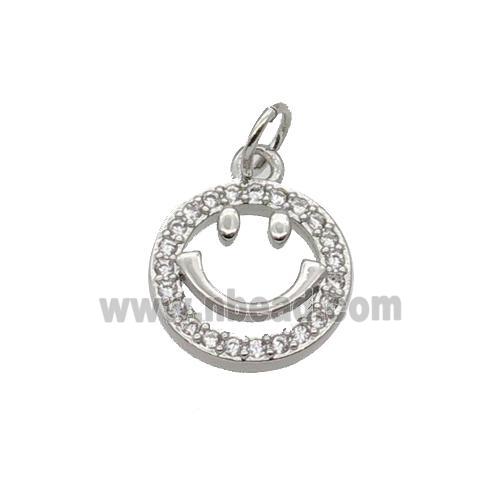 Copper Emojiface Pendant Pave Zircon Platinum Plated