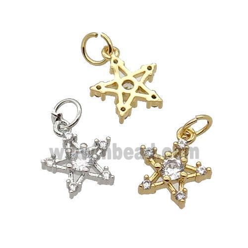 Copper Star Pendant Pave Zircon Mixed