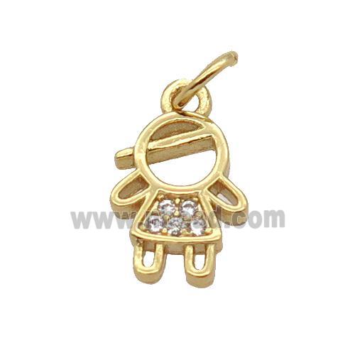 Copper Kids Girl Pendant Pave Zircon Gold Plated