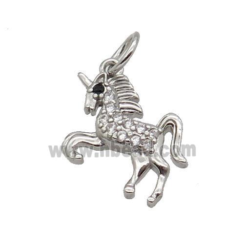 Copper Unicorn Pendant Pave Zircon Charm Platinum Plated