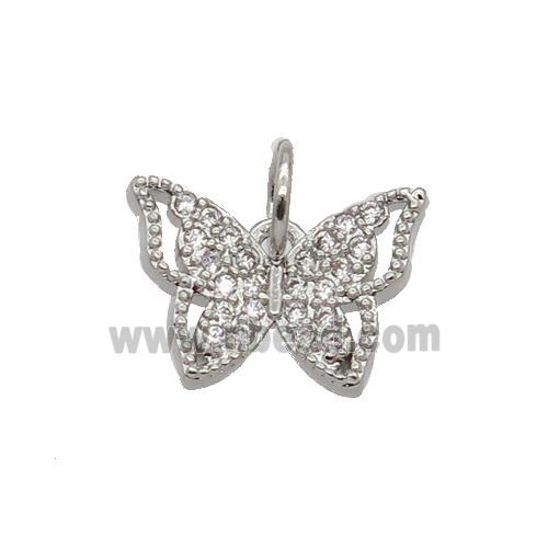 Copper Butterfly Pendant Pave Zircon Platinum Plated