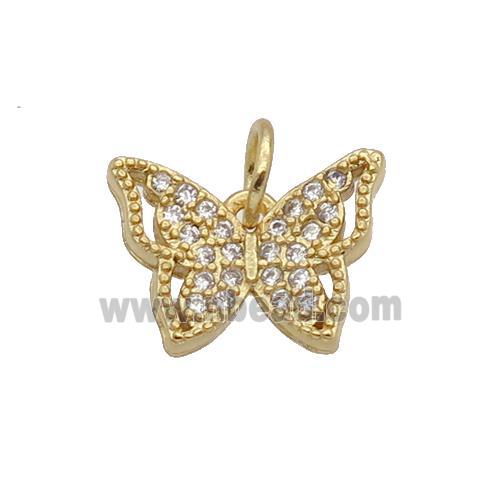 Copper Butterfly Pendant Pave Zircon Gold Plated