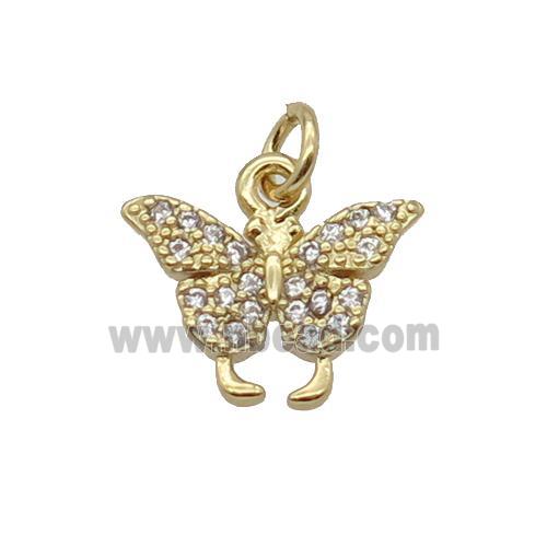 Copper Butterfly Pendant Pave Zircon Gold Plated