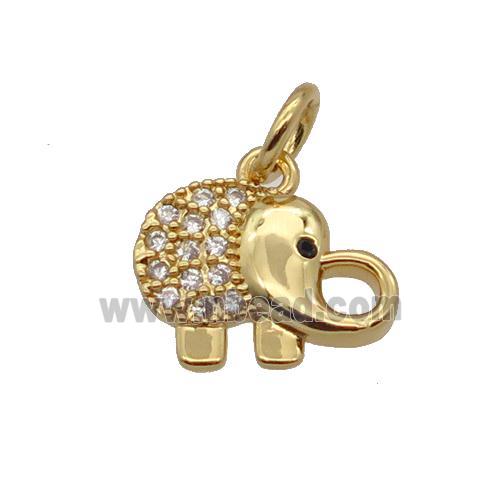 Copper Elephant Pendant Pave Zircon Gold Plated