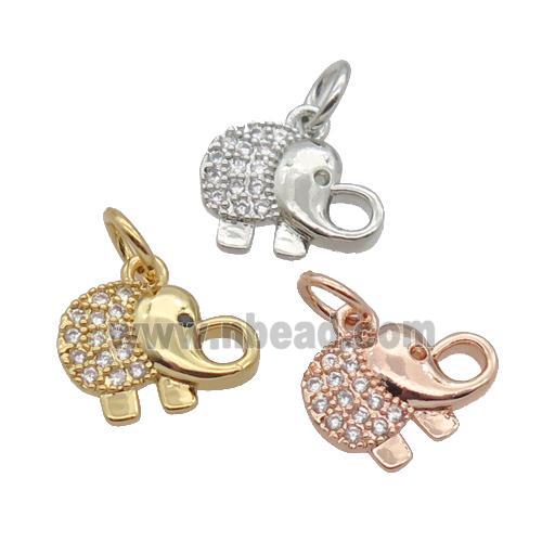 Copper Elephant Pendant Pave Zircon Mixed