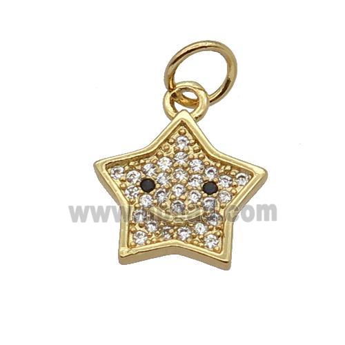 Copper Star Pendant Pave Zircon Gold Plated