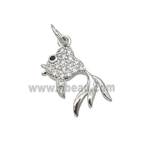 Copper Goldfish Pendant Pave Zircon Platinum Plated