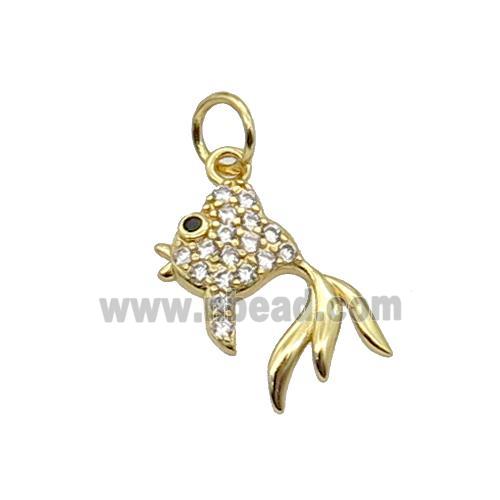 Copper Goldfish Pendant Pave Zircon Gold Plated