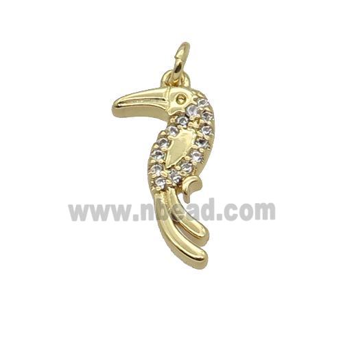 Copper Parrot Pendant Pave Zircon Birds Gold Plated