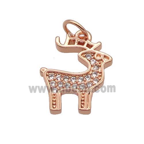 Copper Reindeer Pendant Pave Zircon Christmas Rose Gold