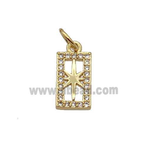 Copper Rectangle Pendant Pave Zircon Northstar Gold Plated