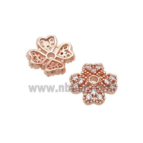 Copper BeadCaps Pave Zircon Rose Gold