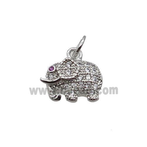 Copper Elephant Pendant Pave Zircon Platinum Plated