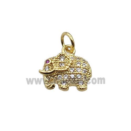 Copper Elephant Pendant Pave Zircon Gold Plated