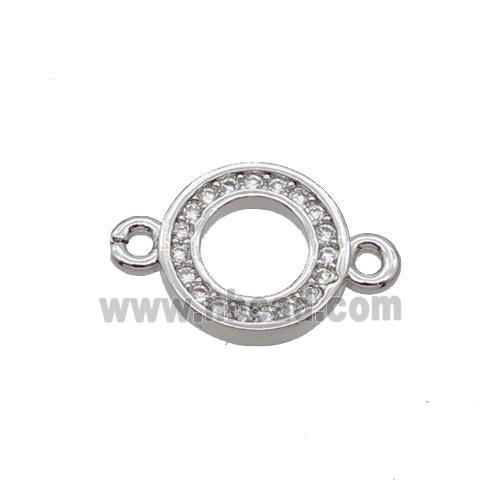 Copper Circle Connector Pave Zircon Platinum Plated