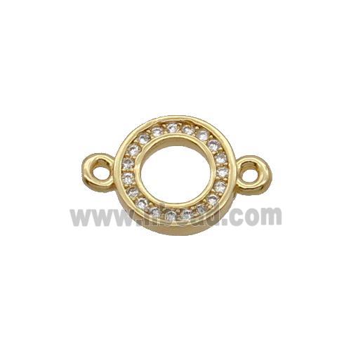 Copper Circle Connector Pave Zircon Gold Plated