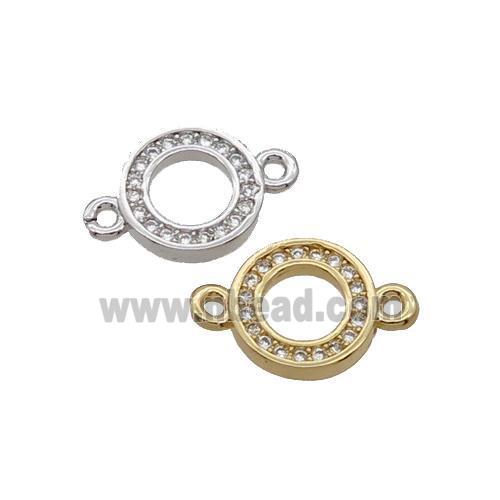 Copper Circle Connector Pave Zircon Mixed