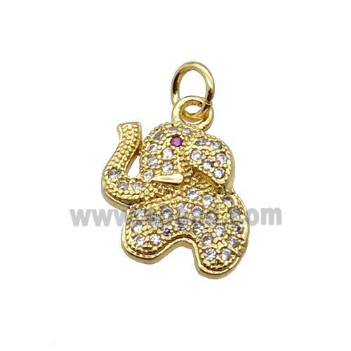 Copper Elephant Pendant Pave Zircon Gold Plated