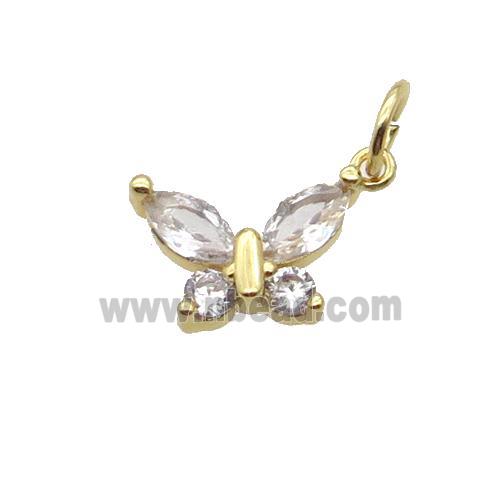 Copper Butterfly Pendant Pave Zircon Gold Plated