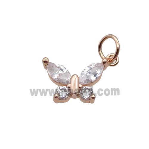 Copper Butterfly Pendant Pave Zircon Rose Gold