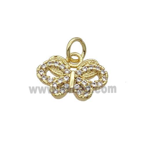 Copper Butterfly Pendant Pave Zircon Gold Plated