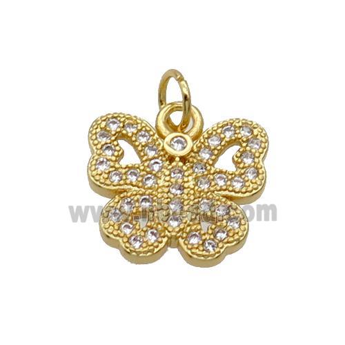 Copper Butterfly Pendant Pave Zircon Gold Plated