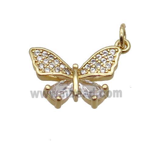 Copper Butterfly Pendant Pave Zircon Gold Plated