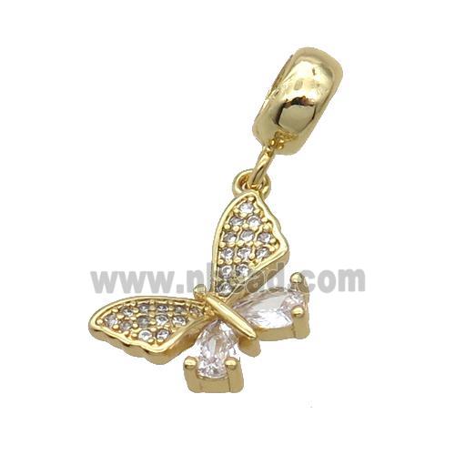 Copper Butterfly Pendant Pave Zircon Gold Plated