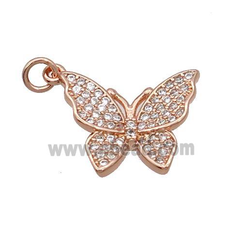 Copper Butterfly Pendant Pave Zircon Rose Gold