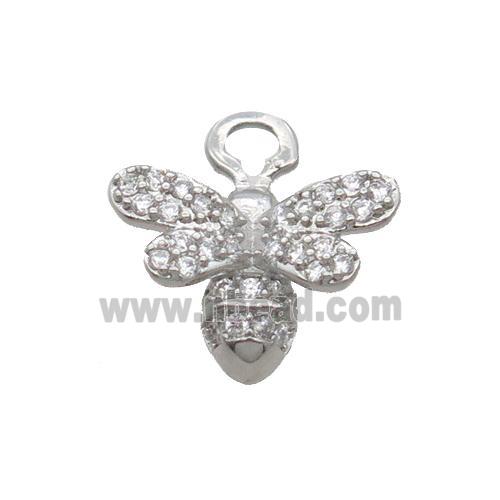 Copper Honeybee Pendant Pave Zircon Platinum Plated