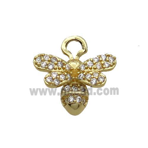 Copper Honeybee Pendant Pave Zircon Gold Plated