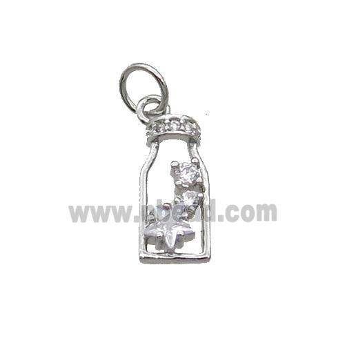 Copper Bottle Pendant Pave Zircon Platinum Plated