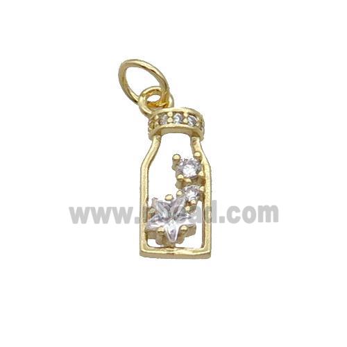 Copper Bottle Pendant Pave Zircon Gold Plated