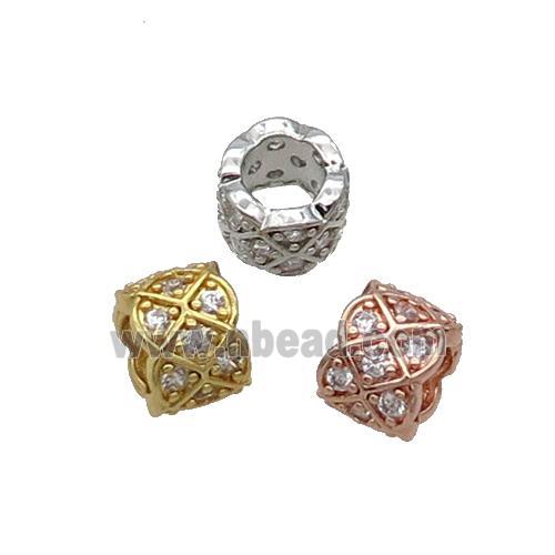 Copper Tube Beads Pave Zircon Large Hole Mixed