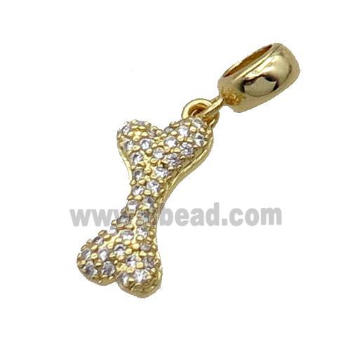 Copper DogBone Pendant Pave Zircon Gold Plated