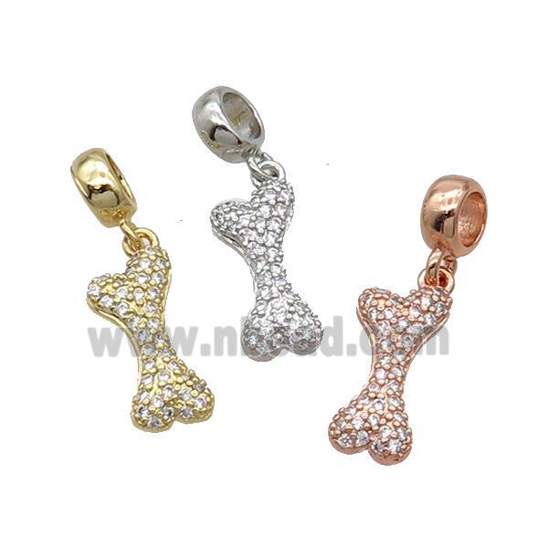 Copper DogBone Pendant Pave Zircon Mixed