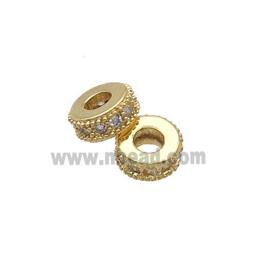 Copper Heishi Spacer Beads Pave Zircon Gold Plated