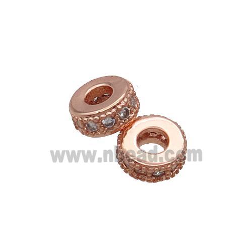 Copper Heishi Spacer Beads Pave Zircon Rose Gold