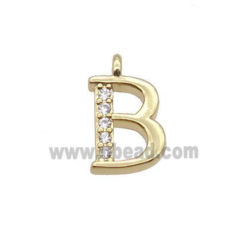 Copper Letter-B Pendant Pave Zircon Gold Plated