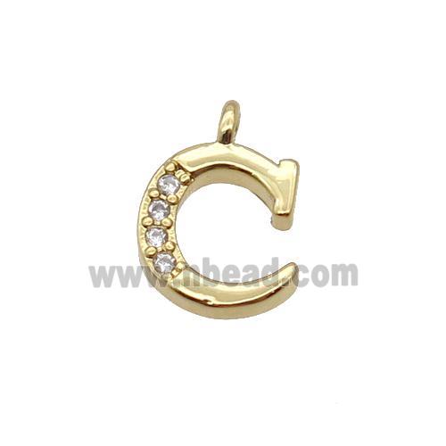 Copper Letter-C Pendant Pave Zircon Gold Plated