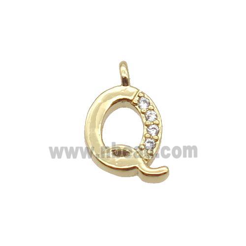 Copper Letter-Q Pendant Pave Zircon Gold Plated